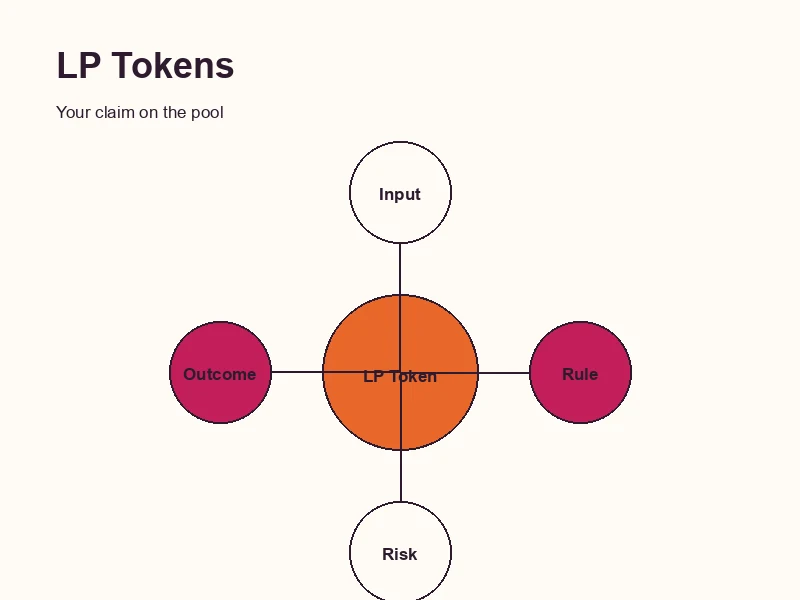 Illustration representing an LP token as a claim ticket on a shared liquidity pool